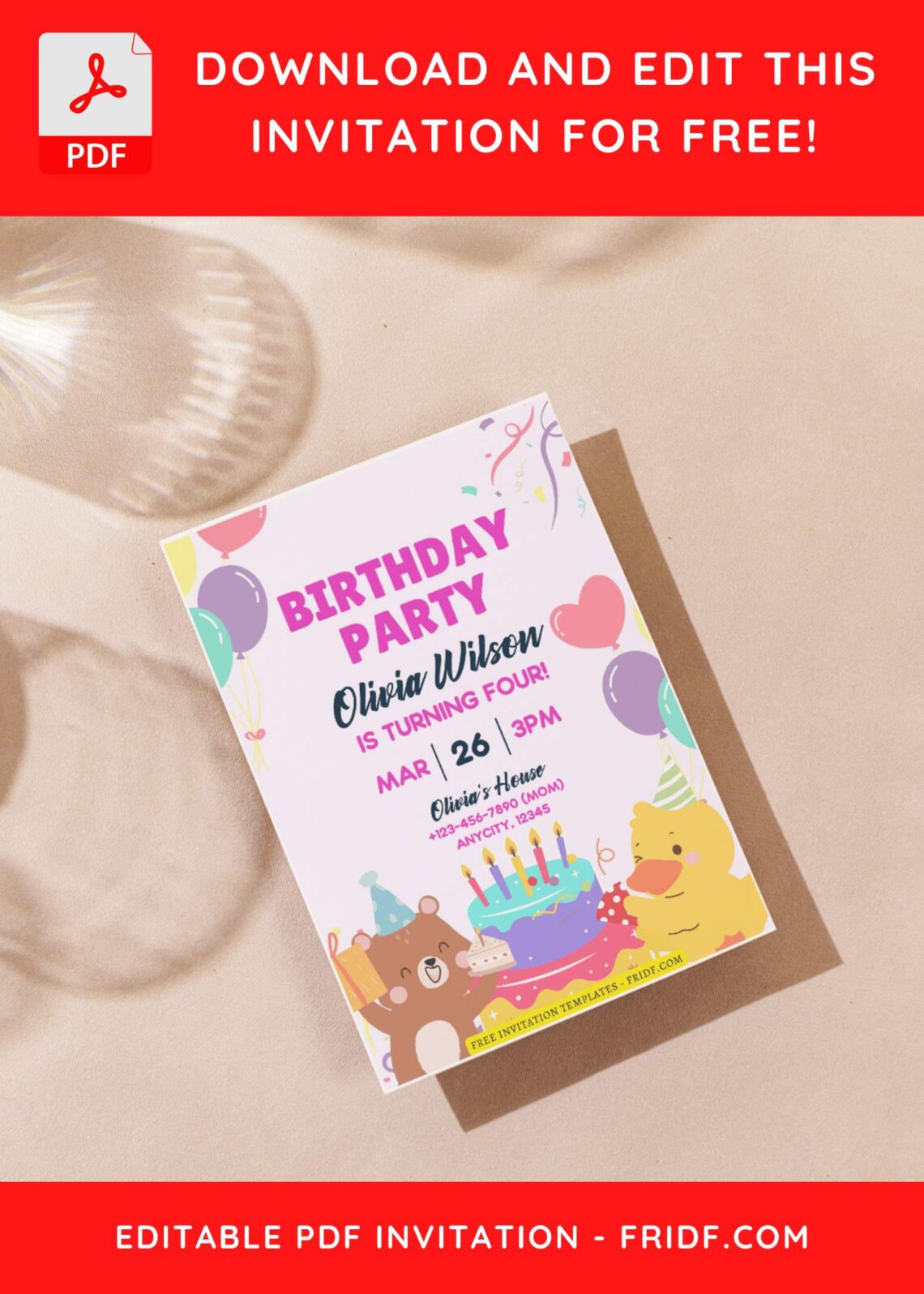 (Free Editable PDF) Festive Safari Animals Birthday Invitation ...