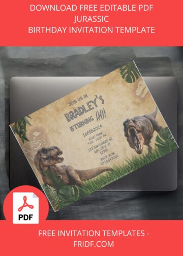 Free Editable PDF - A Day In Jurassic Birthday Invitation Templates - FRIDF