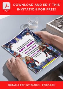 (Free Editable PDF) Captain Marvel Birthday Invitation Templates J