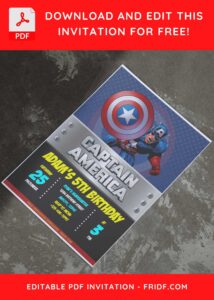 (Free Editable PDF) Captain America Birthday Invitation Templates A
