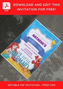 (Free Editable PDF) The Little Mermaid Movie Birthday Invitation Templates A