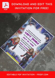 (Free Editable PDF) Captain Marvel Birthday Invitation Templates A