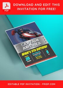 (Free Editable PDF) Captain America Birthday Invitation Templates B