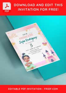 (Free Editable PDF) Colorful Disney Princess Tiana Birthday Invitation Templates B