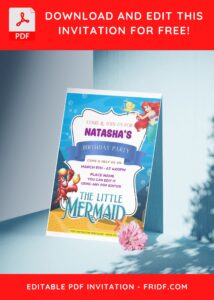 (Free Editable PDF) The Little Mermaid Movie Birthday Invitation Templates B