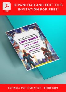 (Free Editable PDF) Captain Marvel Birthday Invitation Templates B