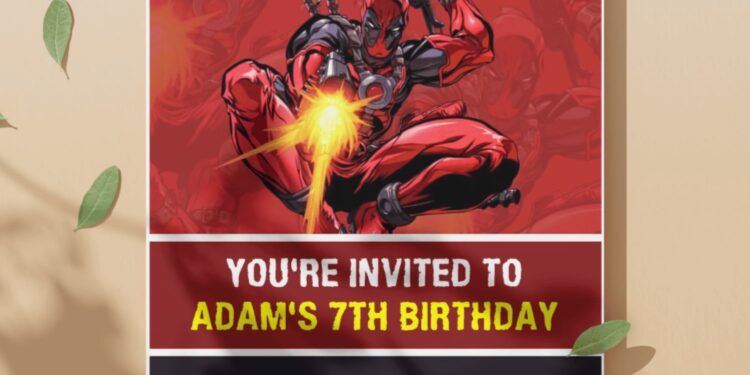 (Free Editable PDF) Super Cool Deadpool Birthday Invitation Templates C