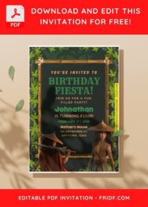 (Free Editable PDF) Greenery Jungle Raya & Dragon Birthday Invitation Templates C