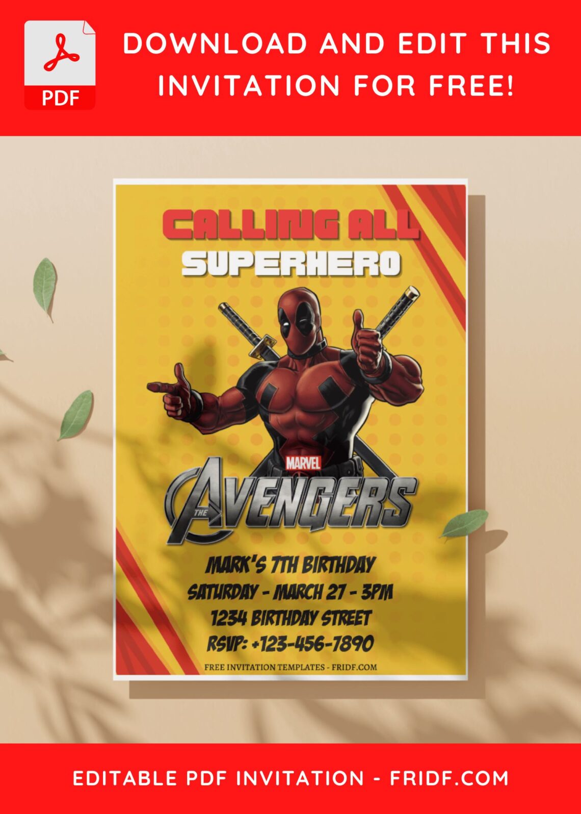 (Free Editable PDF) Marvel Avengers Endgame Birthday Invitation ...