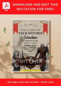 (Free Editable PDF) The Witcher 3 Quest Birthday Invitation Templates I