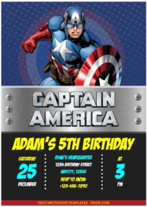 (Free Editable PDF) Captain America Birthday Invitation Templates D