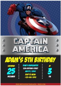 (Free Editable PDF) Captain America Birthday Invitation Templates E