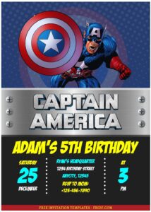 (Free Editable PDF) Captain America Birthday Invitation Templates F