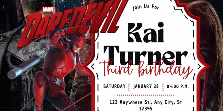FREE Editable Daredevil Birthday Invitation