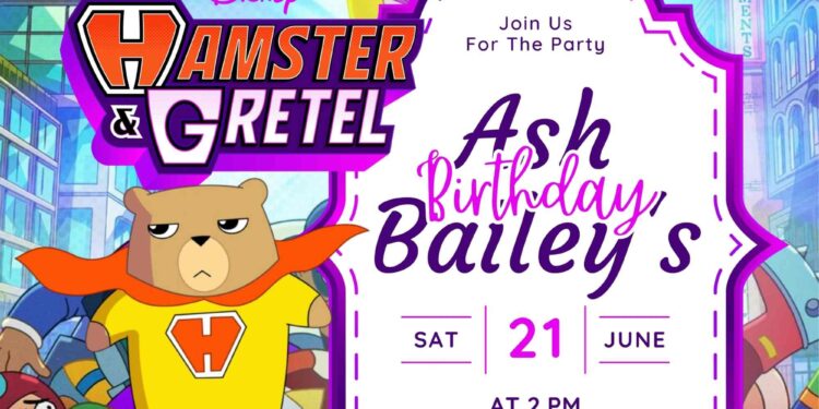 FREE Editable Hamster & Gretel Birthday Invitation