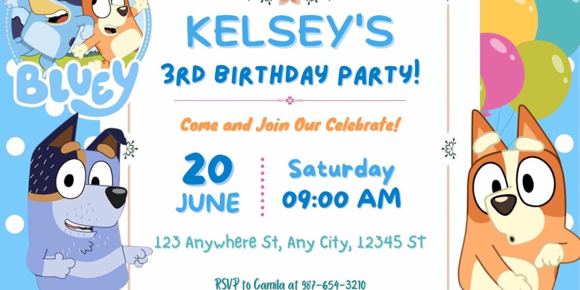 Free 8+ Let's Party With Bluey Birthday Invitation Templates - Fridf 