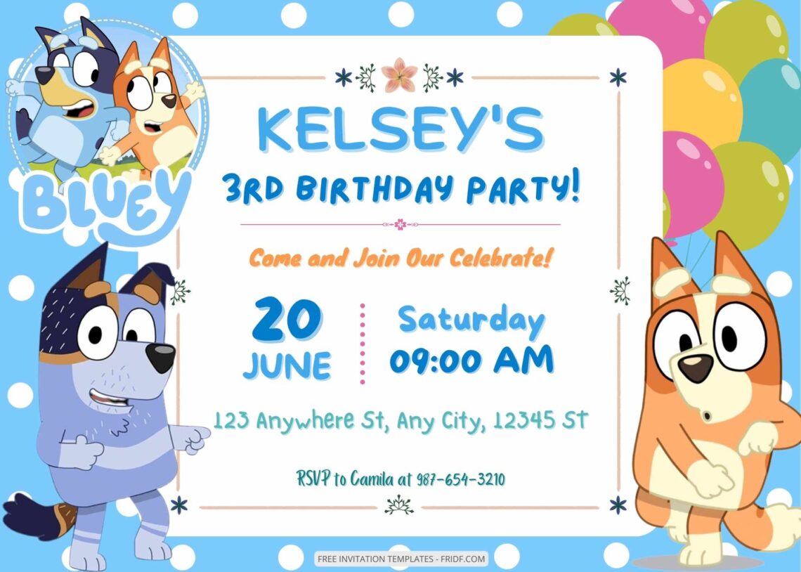 FREE 8+ Let's Party With Bluey Birthday Invitation Templates - FRIDF