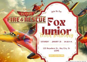 FREE Editable Planes Fire & Rescue Birthday Invitation