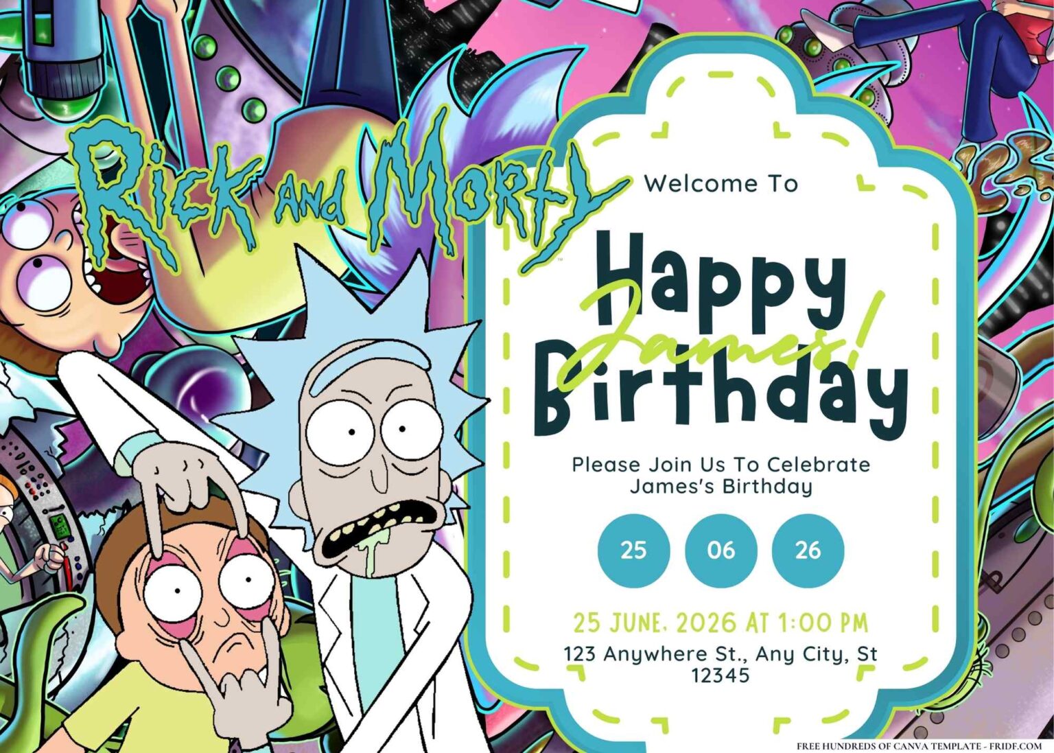 Rick And Morty Birthday Invitation Templates Fridf