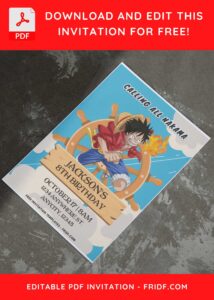 (Easily Edit PDF Invitation) Luffy & Friends One Piece Birthday Invitation I