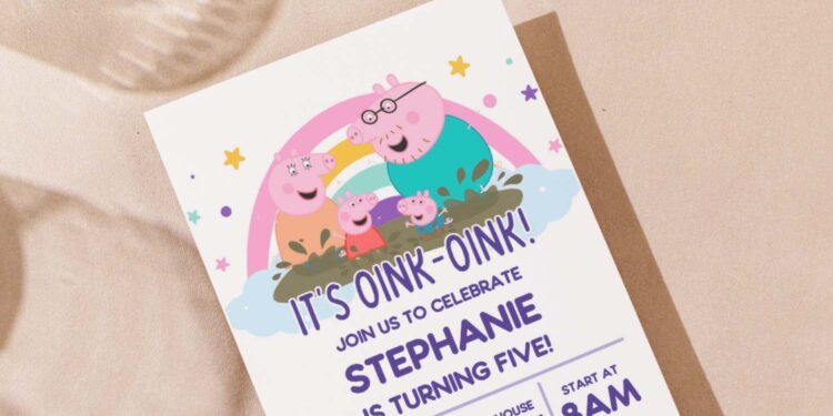 (Easily Edit PDF Invitation) Rainbow Peppa Pig Birthday Invitation J