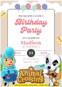 (Free Editable PDF) Lovely Animal Crossing Birthday Invitation Templates E