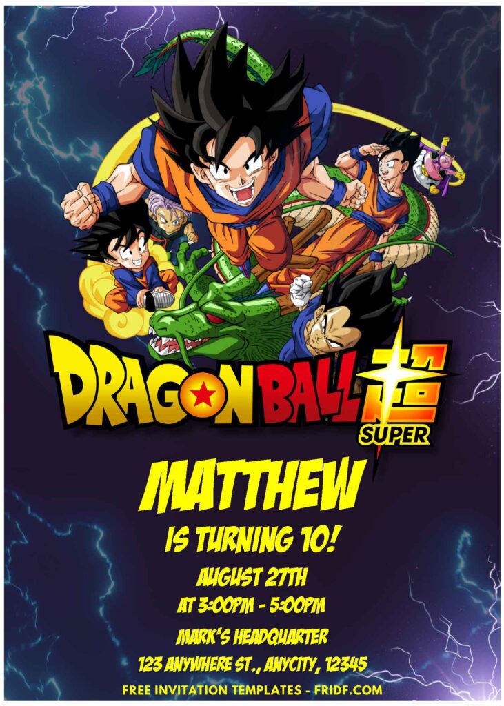 (Easily Edit PDF Invitation) Epic Dragonball Z Birthday Invitation ...