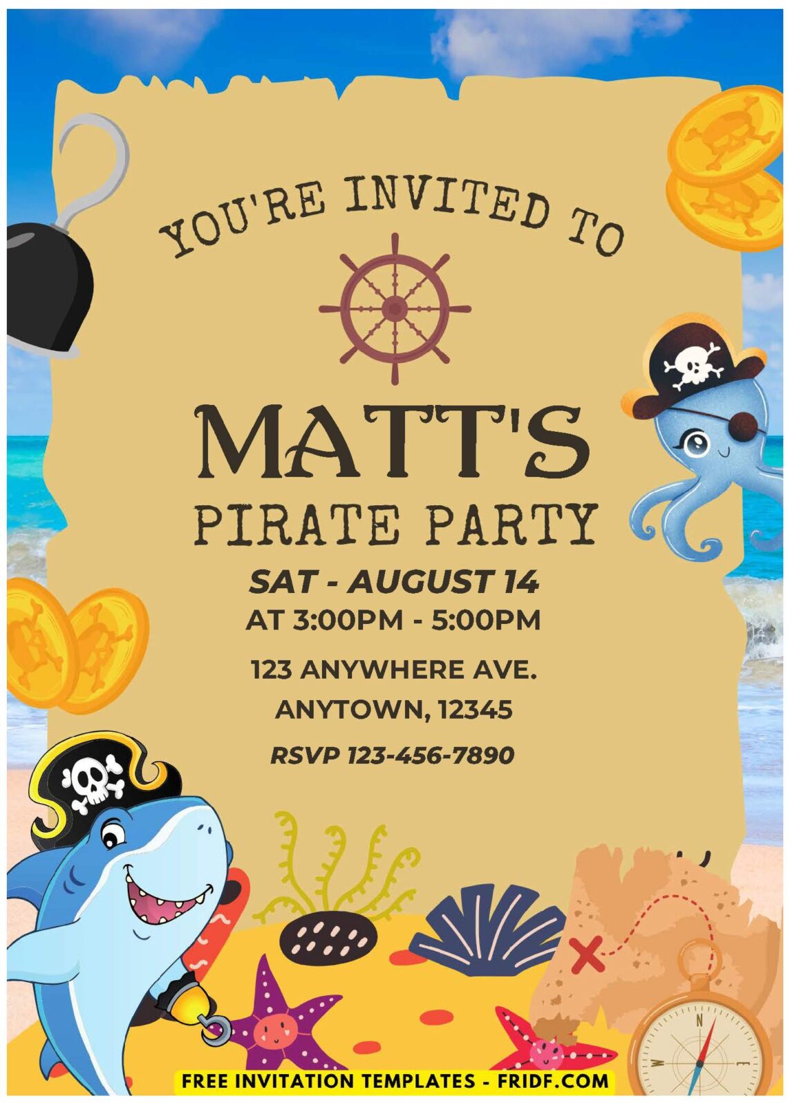 (Easily Edit PDF Invitation) Ahoy Pirate Birthday Invitation - FRIDF ...