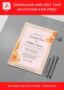 (Easily Edit PDF Invitation) Watercolor Chrysanthemum Wedding Invitation G