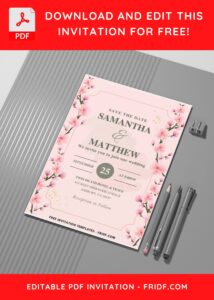 (Easily Edit PDF Invitation) Sakura Garden Nuptial Wedding Invitation C