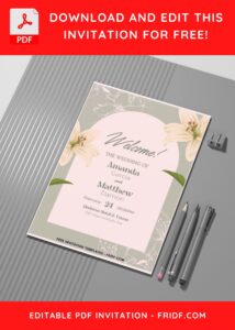 (Easily Edit PDF Invitation) Gorgeous White Stargazer Lily Wedding Invitation G