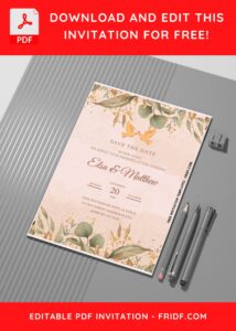 (Easily Edit PDF Invitation) Festive Greenery Wedding Invitation C