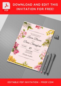 (Easily Edit PDF Invitation) Camellia And Peony Buds Wedding Invitation G