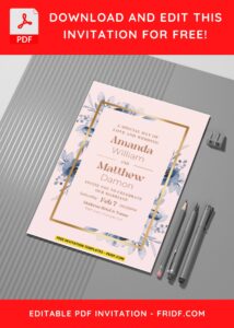(Easily Edit PDF Invitation) Enchanting Anemone Flower Wedding Invitation C