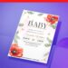 (Easily Edit PDF Invitation) Baby In Blooms Poppy Baby Shower Invitation