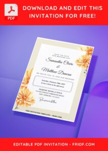 (Easily Edit PDF Invitation) Watercolor Chrysanthemum Wedding Invitation H