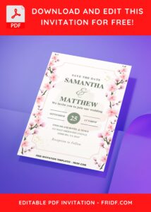 (Easily Edit PDF Invitation) Sakura Garden Nuptial Wedding Invitation D