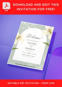 (Easily Edit PDF Invitation) Gorgeous White Stargazer Lily Wedding Invitation H