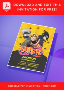 (Easily Edit PDF Invitation) Naruto Ninja Saga Birthday Invitation D