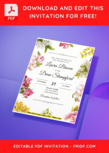 (Easily Edit PDF Invitation) Camellia And Peony Buds Wedding Invitation H