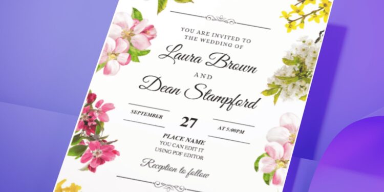 (Easily Edit PDF Invitation) Camellia And Peony Buds Wedding Invitation H