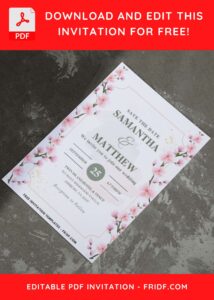 (Easily Edit PDF Invitation) Sakura Garden Nuptial Wedding Invitation E