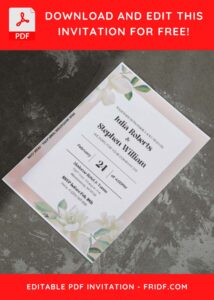 (Easily Edit PDF Invitation) Whimsical Pansy And Jasmine Wedding Invitation E