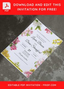 (Easily Edit PDF Invitation) Camellia And Peony Buds Wedding Invitation I