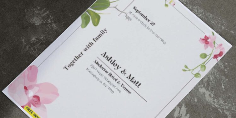 (Easily Edit PDF Invitation) Geometric Cherry Blossom Wedding Invitation