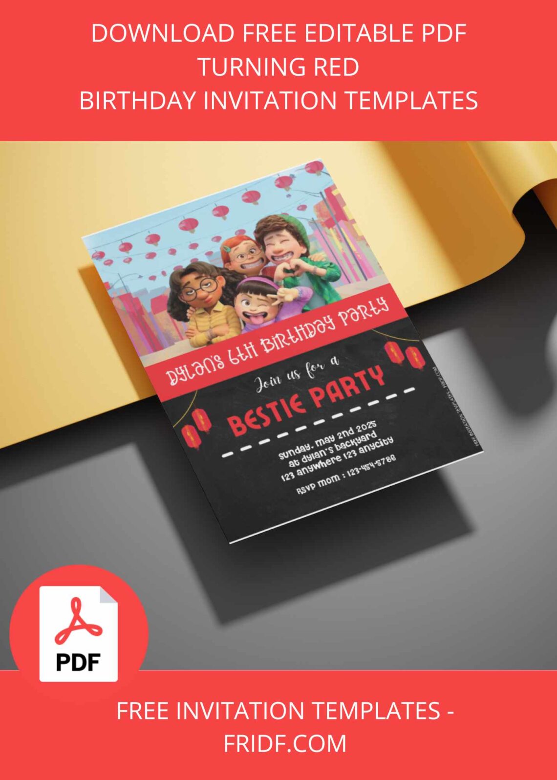 Free Pdf Invitation Turning Red Birthday Invitation Templates Fridf