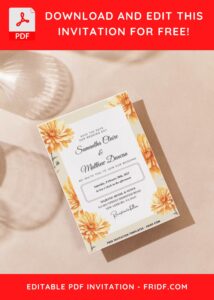 (Easily Edit PDF Invitation) Watercolor Chrysanthemum Wedding Invitation J