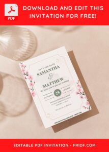 (Easily Edit PDF Invitation) Sakura Garden Nuptial Wedding Invitation F