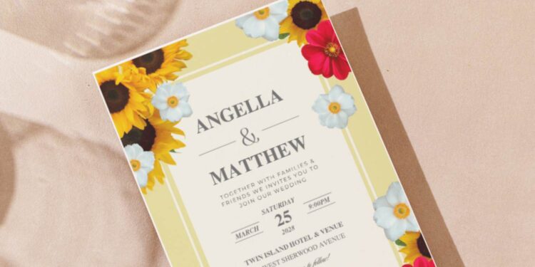 (Easily Edit PDF Invitation) Beautiful Sunflower Wedding Invitation