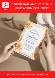 (Easily Edit PDF Invitation) Watercolor Chrysanthemum Wedding Invitation A